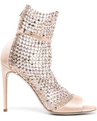 Rene Caovilla - Neutral Galaxia 105 Crystal Embellished Sandals - Women's - Leather/fabric - Lyst