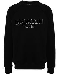 Balmain - Logo Print Cotton Sweatshirt - Men's - Cotton/spandex/elastane - Lyst