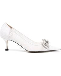 Mach & Mach - Double Bow 65 Crystal Lace Pumps - Lyst