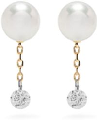 Mizuki - 14k Yellow Sea Of Beauty Pearl And Diamond Earrings - Women's - Akoya Pearl/diamond/14kt - Lyst