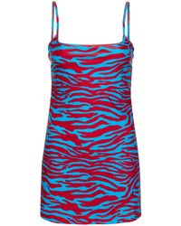 The Attico - Blue And Zebra-print Mini Dress - Lyst