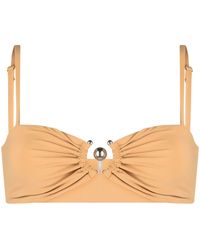 Christopher Esber - Brown Ruched Prong Bikini Top - Lyst