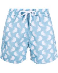 Frescobol Carioca Wave Print Swim Shorts - Blue