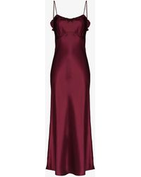 Reformation Aribella Ruffled Silk Midi Dress - Red