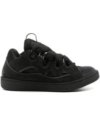 Lanvin - Curb Glitter Leather Sneakers - Lyst