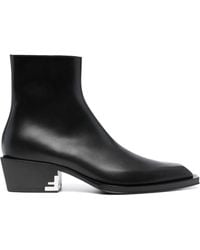 Fendi - Cuban-heel Leather Ankle Boots - Lyst