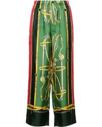 Gucci - Printed Silk-satin Straight-leg Pants - Lyst