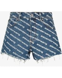 Alexander Wang - Bite Logo Print Denim Shorts - Women's - Cotton - Lyst