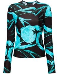 Louisa Ballou - Turquoise Flower Printed Top - Women's - Recycled Polyester/elastane - Lyst