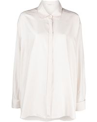 The Row - Neutral Nomoon Pinstripe Silk Shirt - Lyst