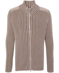 Our Legacy - Neutral Ribbed-knit Zip-up Cardigan - Lyst
