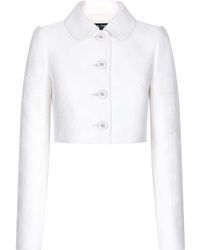 Dolce & Gabbana - Monogram Jacquard Cropped Jacket - Lyst