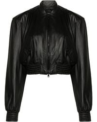 Wardrobe NYC - Cropped Leather Bomber Jacket - Women's - Leather/cotton - Lyst