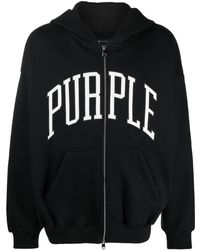 Purple Brand - Logo Print Zip Front Hoodie - Lyst