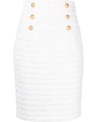Balmain - High-waisted Tweed Pencil Skirt - Lyst