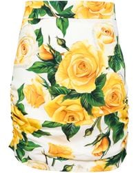 Dolce & Gabbana - Floral Silk-blend Miniskirt - Lyst