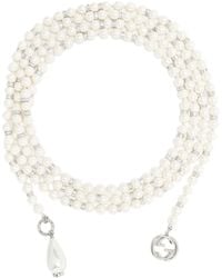 Gucci - Interlocking G Wrap Pearl Necklace - Lyst