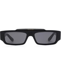 Gucci - GG-print Rectangle-frame Sunglesses - Lyst