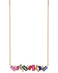 Suzanne Kalan - 18k Rose Gold Frenzy Sapphire Bar Necklace - Women's - Diamond/sapphire/18kt Rose Gold - Lyst
