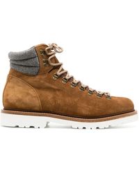 Brunello Cucinelli - Flannel-trimmed Suede Boots - Lyst