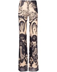 Jean Paul Gaultier - Neutral Heraldique-print Flared Trousers - Women's - Polyamide - Lyst