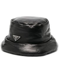 Prada - Black Nappa Leather Padded Hat - Lyst