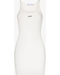 Off-White c/o Virgil Abloh - Off- - Asymmetric Shoulder Logo Mini Dress - Women's - Cotton/spandex/elastane - Lyst