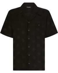 Dolce & Gabbana - Dg Monogram-jacquard Silk Shirt - Men's - Silk - Lyst