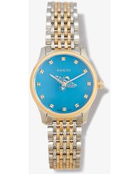 Gucci Gold And Silver-plated G-timeless Watch - Blue