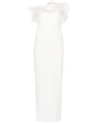 Alessandra Rich - White Ruffled Cady Column Dress - Women's - Spandex/elastane/silk/cupro/viscosespandex/elastane - Lyst