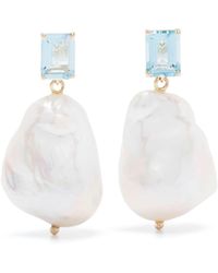 Mateo - 14k Yellow Pearl And Topaz Drop Earrings - Lyst