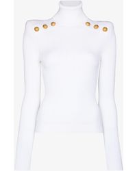 Balmain - Ribbed Roll-neck Sweater - Women's - Polyester/viscose - Lyst