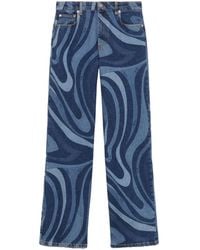 Emilio Pucci - Marmo-print Wide-leg Jeans - Women's - Cotton/spandex/elastane - Lyst