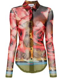 Jean Paul Gaultier - Rose-print Mesh Shirt - Lyst