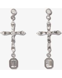 SHAY - 18k Gold Cross Diamond Earrings - Lyst