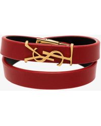 Saint Laurent - Red Opyum Wrap Leather Bracelet - Women's - Calf Leather - Lyst