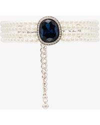Kenneth Jay Lane Gold-tone Crystal And Pearl-embellished Choker Necklace - Blue