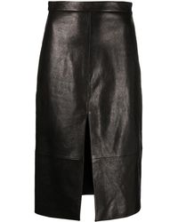 Khaite - Leather Midi Skirt - Lyst