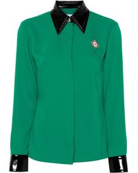 Casablancabrand - Contrast-collar Crepe Shirt - Women's - Polyester - Lyst