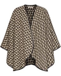Valentino Garavani - Beige Toile Iconographe Reversible Cape - Women's - Virgin Wool/cashmere/lambskin - Lyst