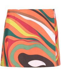 Womens Clothing Skirts Mini skirts Emilio Pucci Cotton Pesci Ribbon Mini Skirt in Natural 