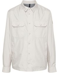 Moncler - Neutral Piz Logo Appliqué Shirt Jacket - Men's - Polyester/cotton - Lyst