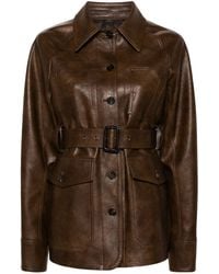 LVIR - Belted Faux-leather Jacket - Lyst