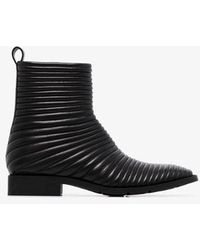 Balenciaga Black Leather Padded Biker Boots