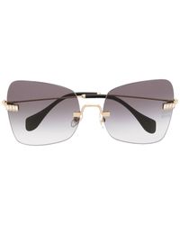 Miu Miu - Gold-tone Gradient Square Sunglasses - Women's - Pvc - Lyst