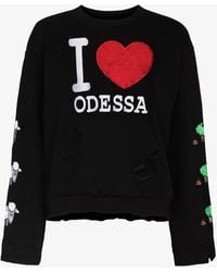Natasha Zinko Odessa Embroidered Distressed Sweatshirt - Black