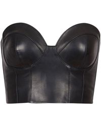 Balmain - Leather Bustier Top - Lyst