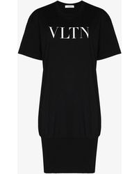 Valentino Cotton Vltn Logo T Shirt, Text-print Pattern in Black 