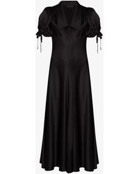 Lee Mathews Stella V-neck Midi Dress - Black