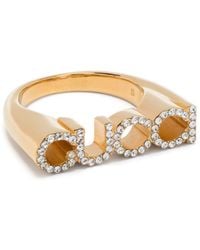 Gucci - -tone Letter Crystal Ring - Women's - Plated Metal - Lyst